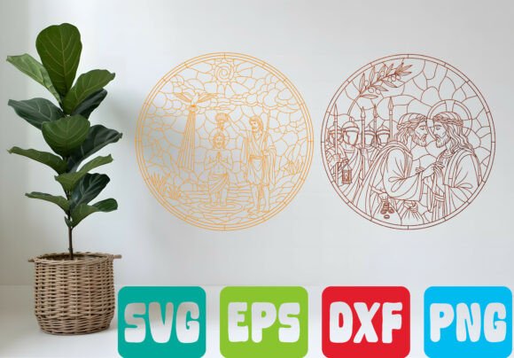 Christian Stained Glass SVG Set for Graphics & T-Shirt Designs