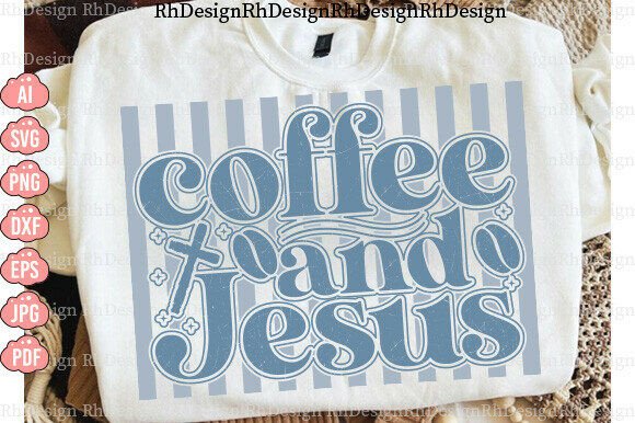 Coffee Jesus PNG, Retro Christian Bow Graphics for T-Shirt Designs