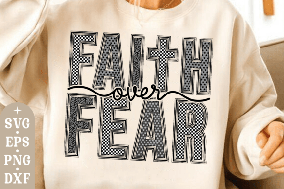 Faith over Fear Png: Retro Christian Graphics & T-Shirt