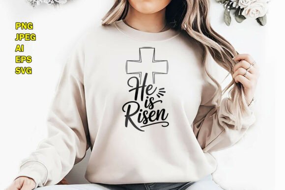 He Is Risen Christian Cross Easter PNG Graphics Review