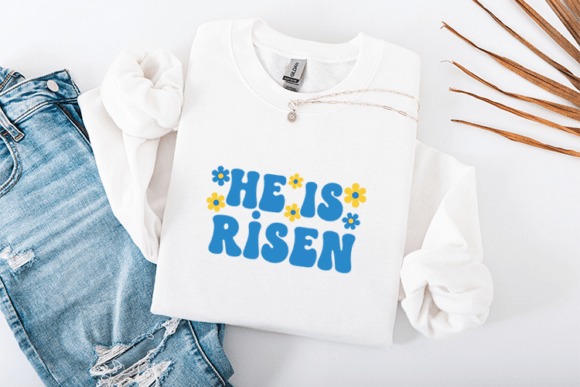 He is Risen - Retro Daisy Christian: T-Shirt Graphics