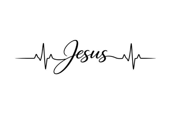 Jesus Heartbeat Faith Line Design Graphics for T-Shirt Designs