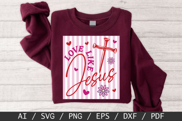 Love Like Jesus Christian Striped SVG Graphics for T-Shirt Designs