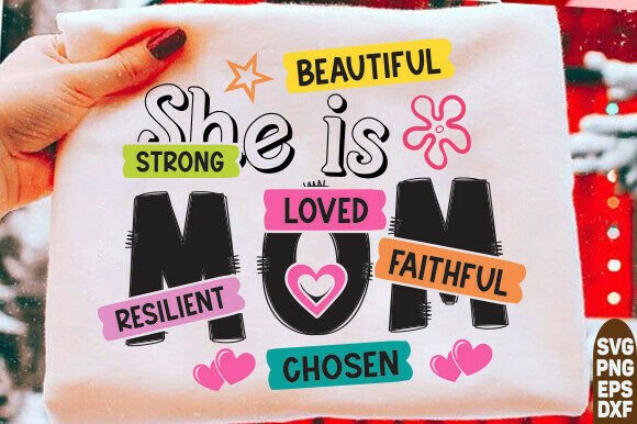 She is Mom Shirt Christian Mom Shirt Graphics & T-Shirt Designs