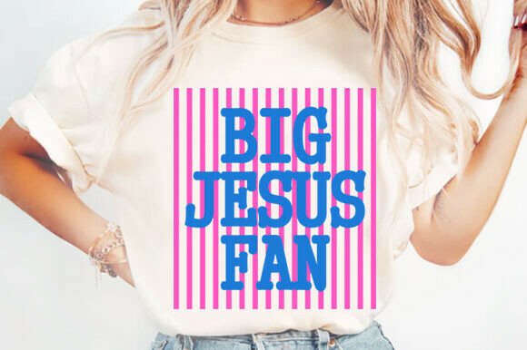 Striped Big Jesus Fan Png Graphics for T-Shirt Designs