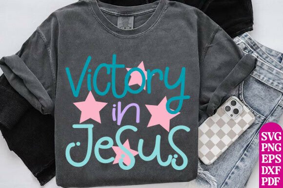 Victory in Jesus SVG: Doodle Religious Graphics for T-Shirt Designs